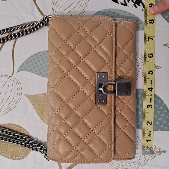 Kurt Geiger Brixton Tan Quilted Leather Wallet on Chain Crossbody Shoulder Bag - Picture 9 of 15